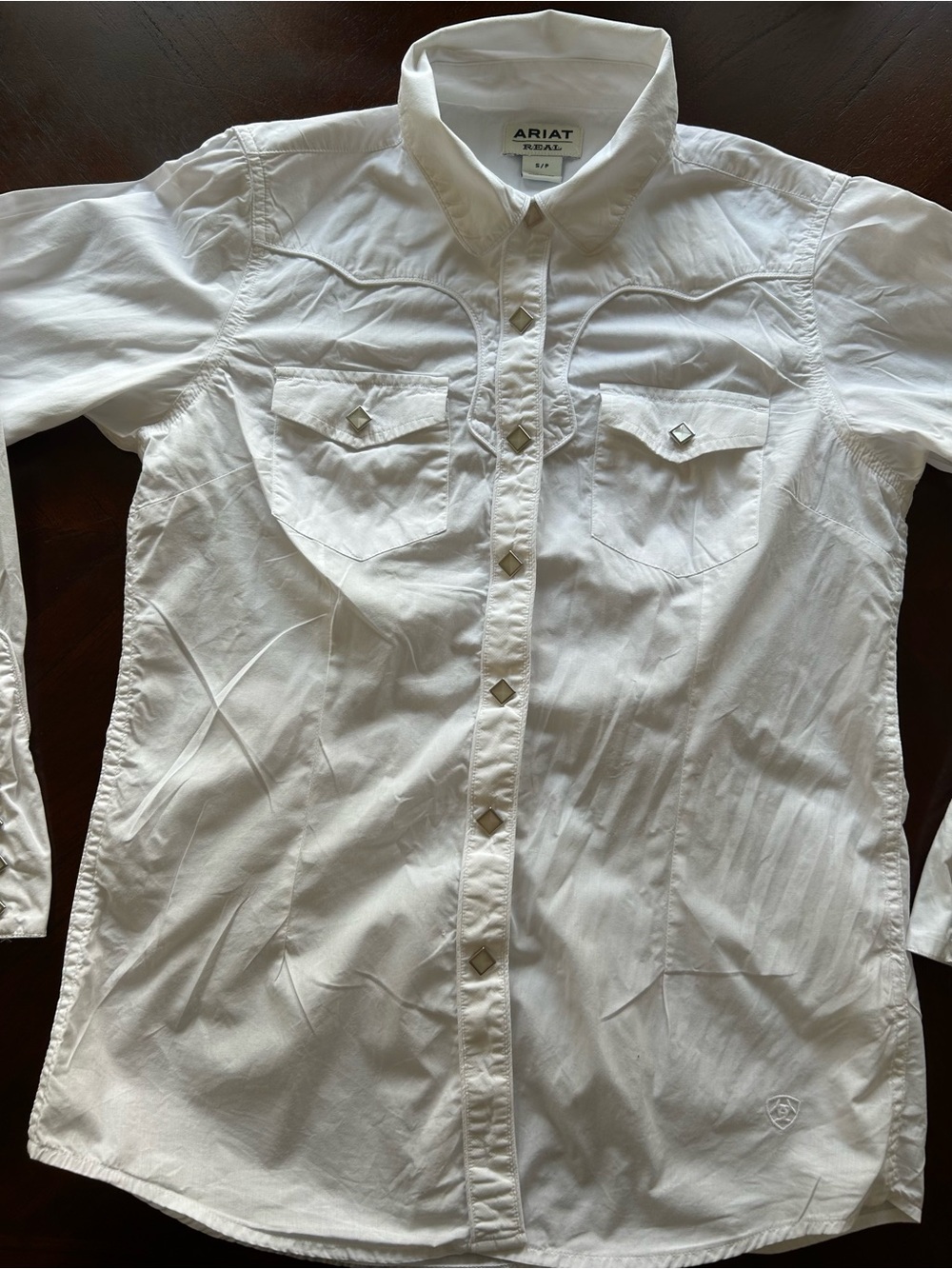 Ariat White Women's Long-Sleeve Western Snap Shirt size S - Picture 2 of 9
